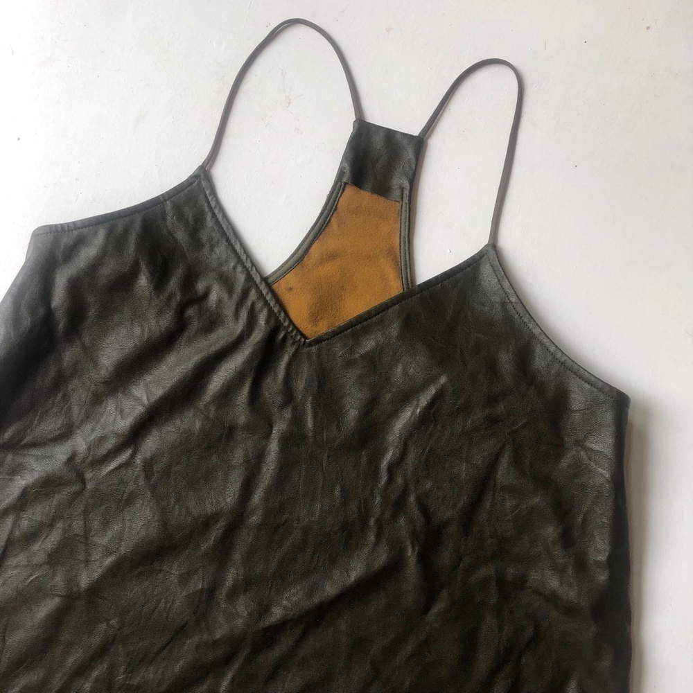 Style Rack Green Faux Leather Racerback Tank - Picture 2 of 5